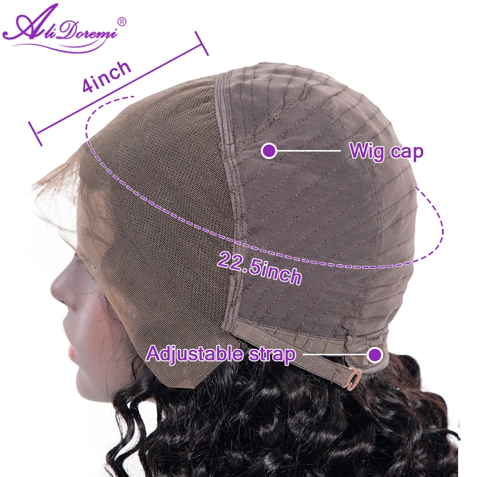 Alidoremi бразильский глубокий волнистый 13x4 парик фронта шнурка человеческие волосы парики 8-26 дюймов натуральный цвет не реми волосы