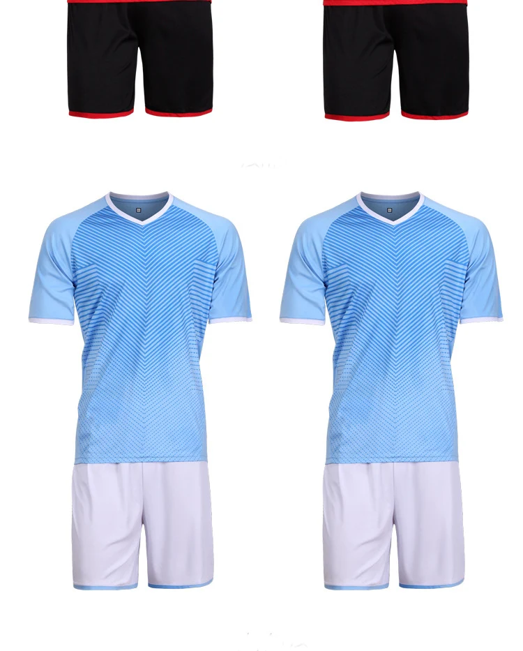 New Mens Stripe Design Short Sleeve Comfortable Football Jerseys Training Soccer Sets Custom Breathable Sports Uniform Jersey 3