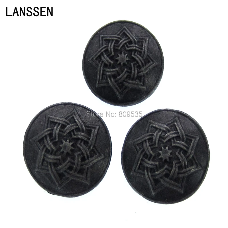 

12Pcs 3/4" Tibetan Silver Star Pattern Metal Buttons Shank Metal Buttons Fit Sewing Scrapbooking Crafts 19.0mm