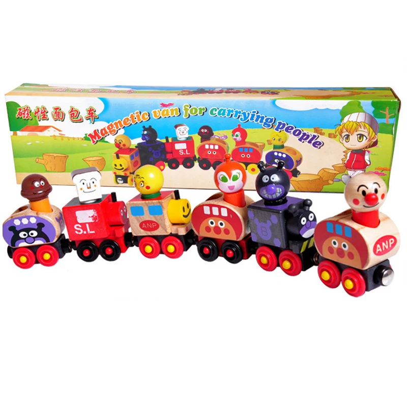 

Anpanman Little Train 6 knots/lot Wooden Train Toys Magnetic Van for Carrying People Magnetic Children's Aducational Toys