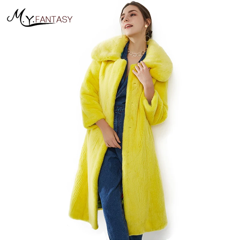 M.Y.FANSTY 2019 Winter Crown velvet imports Mink Women's Mink Coat
