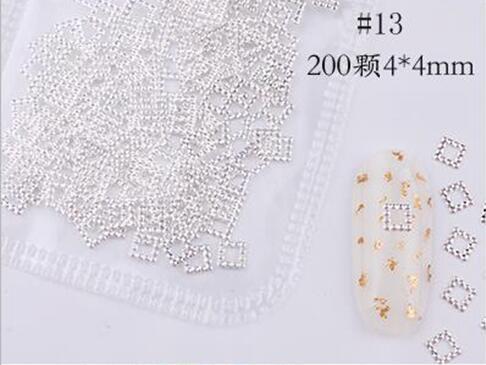 Mixed 3D DIY Hollow Metal Frame For Nail Art Decor Geometry Golden Tips DIY Nail Art Tools Fashion Nail Studs P3R#