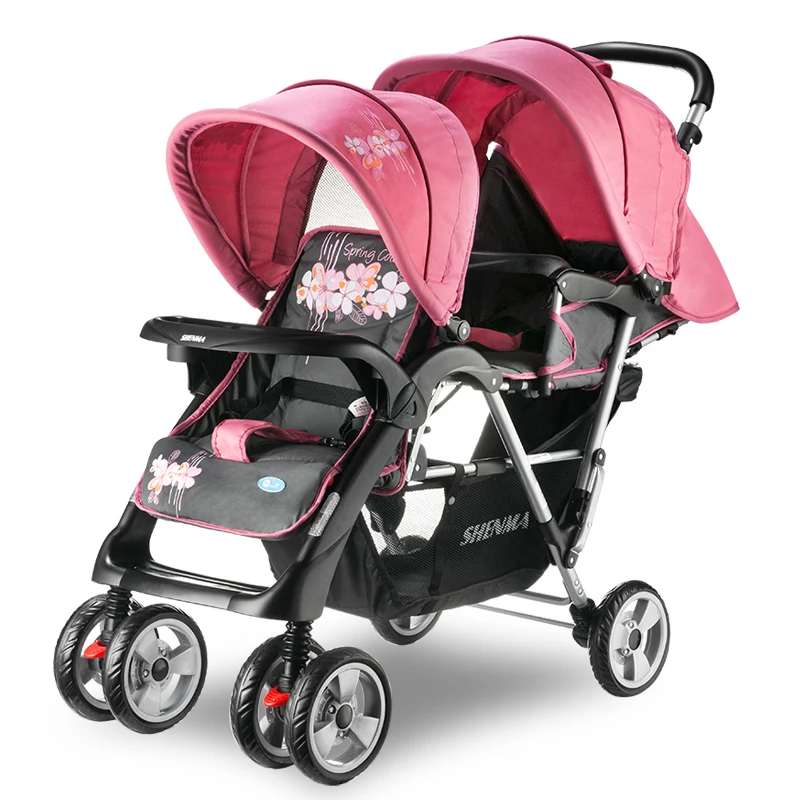 

High Quality Twins Baby Stroller Double Seat Baby Cart Portable Folding Strollers for Twins Shockproof Pram Mutiple Baby Buggy