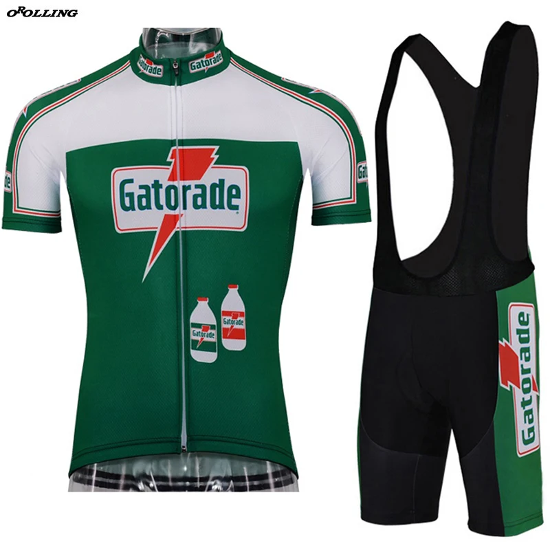 

Multi Types Classical Retro Green DRINK New Pro Team Cycling Sets Jersey Shorts Customized Orolling