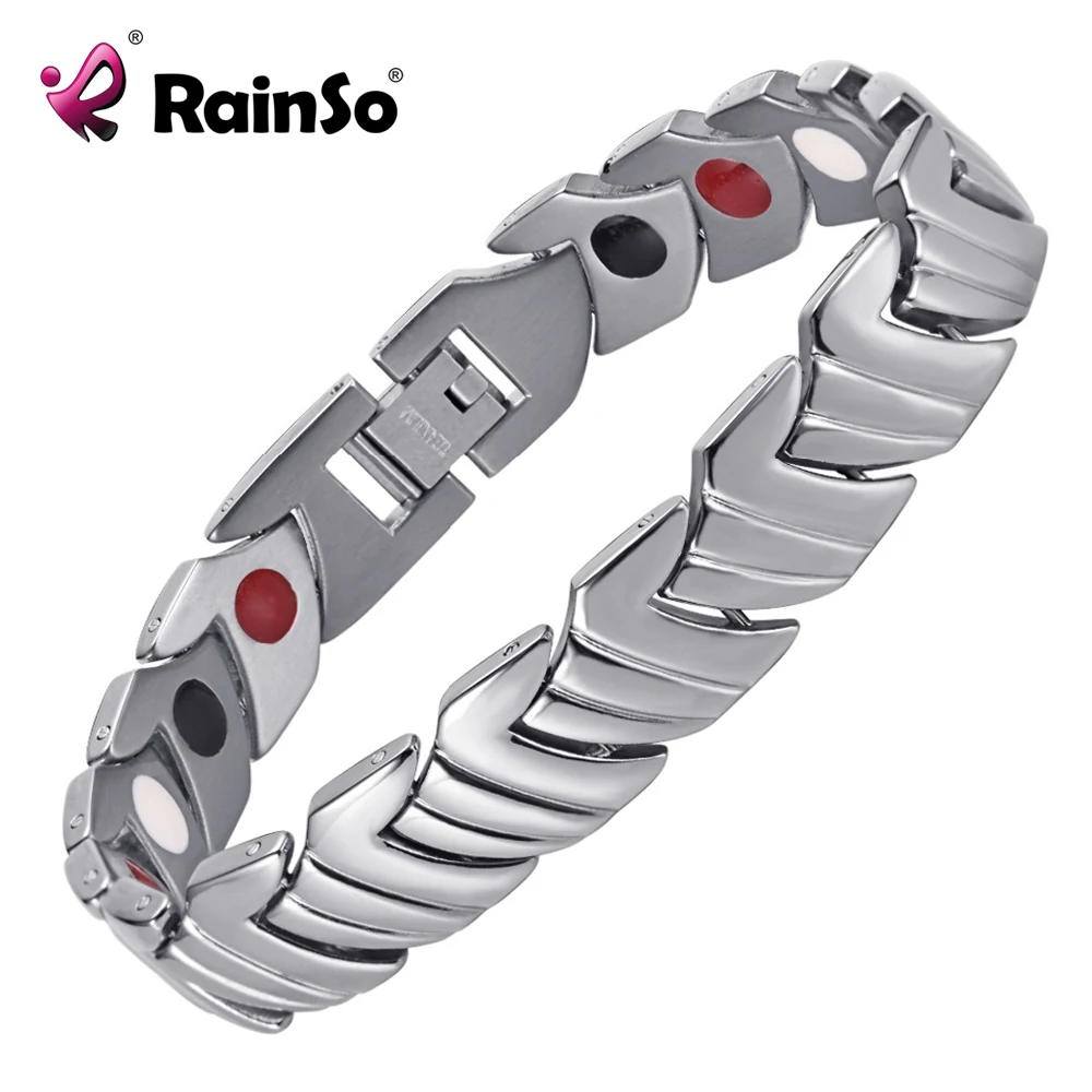 Rainso Pain Relief Health Care Healing Bracelet Titanium Bracelets Silver