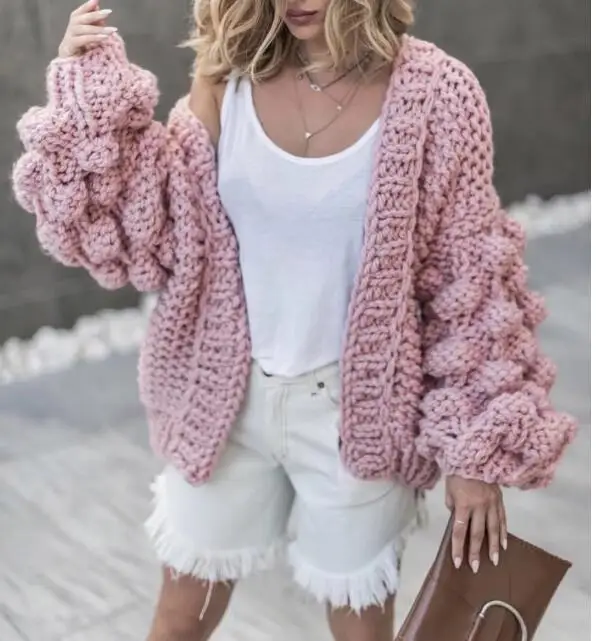 2019 Autumn Winter women sweater ball lantern sleeved cardigans female knitting pull Coarse lazy cadigans women sweater jumper 2019 Autumn Winter women sweater ball lantern sleeved cardigans female knitting pull Coarse lazy cadigans women sweater jumper