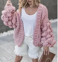 2019 Autumn Winter women sweater ball lantern sleeved cardigans female knitting pull Coarse lazy cadigans women sweater jumper