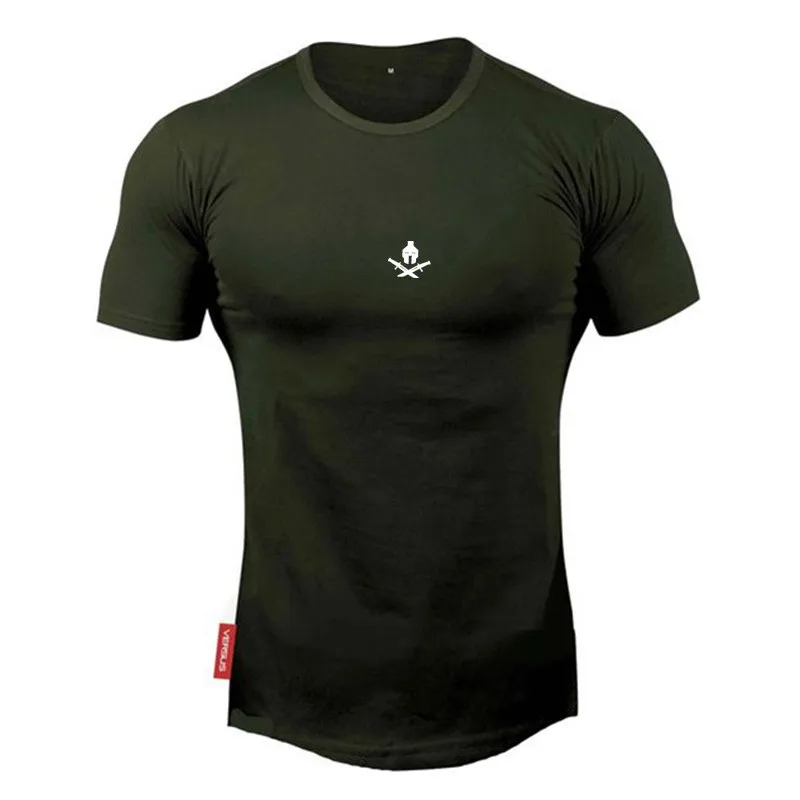 YEMEKE новые летние мужские тренажерные залы футболка фитнес бодибилдинг Модные мужские короткие хлопковая одежда бренд пять цветов - Цвет: army green