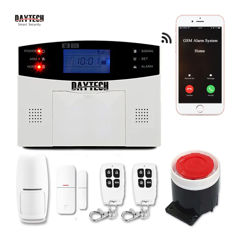 DAYTECH Home Security GSM Alarm System Smoke Fire PIR DIY Burglar Wireless Alarm System Sensor Motion Detector Siren Sensor Kit DAYTECH Home Security GSM Alarm System Smoke Fire PIR DIY Burglar Wireless Alarm System Sensor Motion Detector Siren Sensor Kit