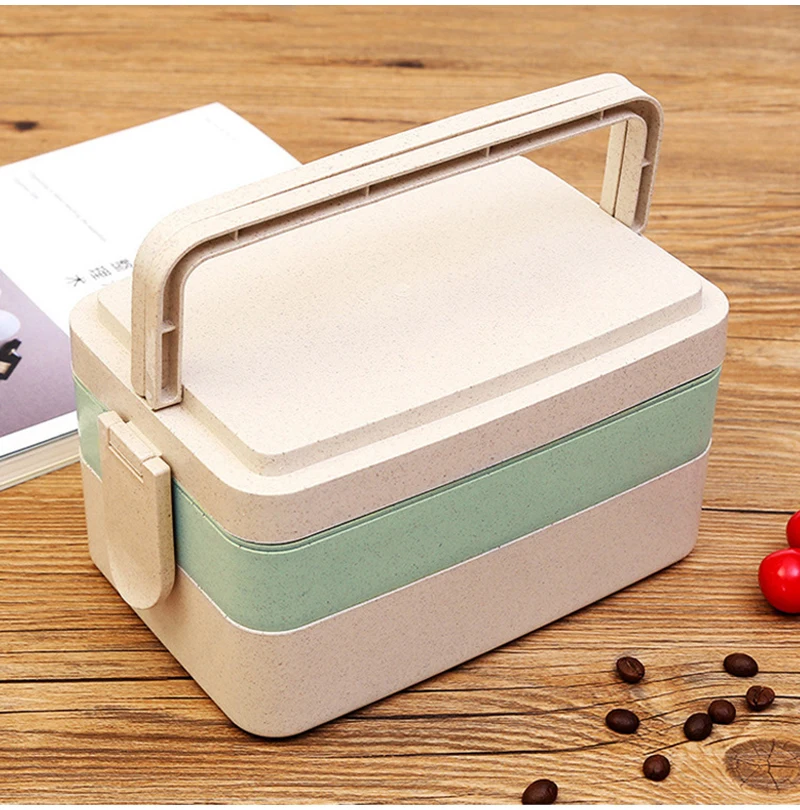 TUUTH Wheat Straw Lunch Box 2 3 Layer Microwave Bento Boxes Dinnerware Food Storage Container Food box B15