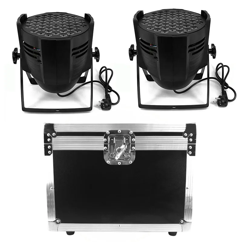 

Flight Case 2pcs Aluminum Alloy LED Par 54x9W RGB Windmill Lighting Can Par Led Spotlight For DJ Projector Wash Lighting Stage