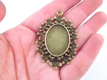 

Brass Oval Flower Pendant Setting 18x25mm, pick your amount, B146theof