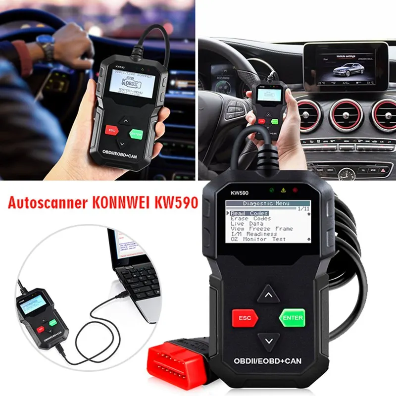 VicTsing Obd2 код читателя Авто сканер OBD2 автомобильной сканер KONNWEI KW590 сканер автомобиля диагностический сканер инструмент OBDII для Ford