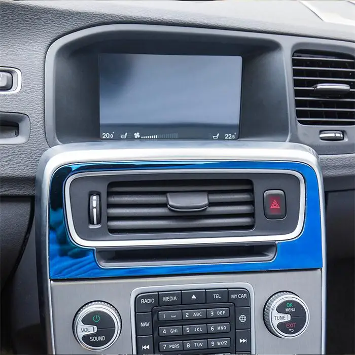 Автомобильный Стайлинг внутренняя отделка кондиционера CD панель управления декоративные наклейки Чехлы для volvo S60 v60 XC60 авто аксессуары - Название цвета: Blue