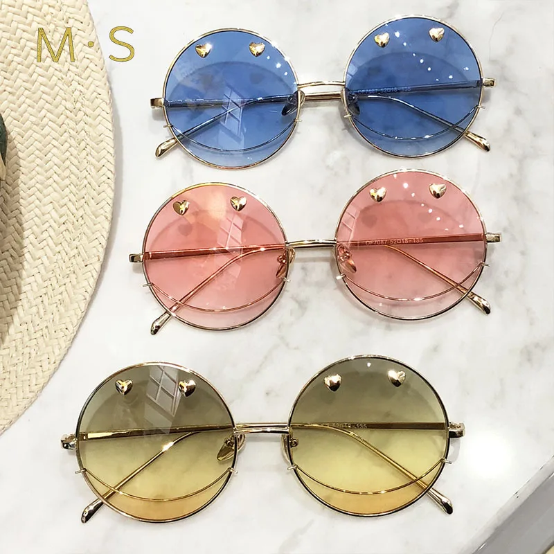 

MS Sunglasses Women 2018 Classic Brand Designer Sunglasses High Quality Eyewear New Trendy Round Sunglasses Case