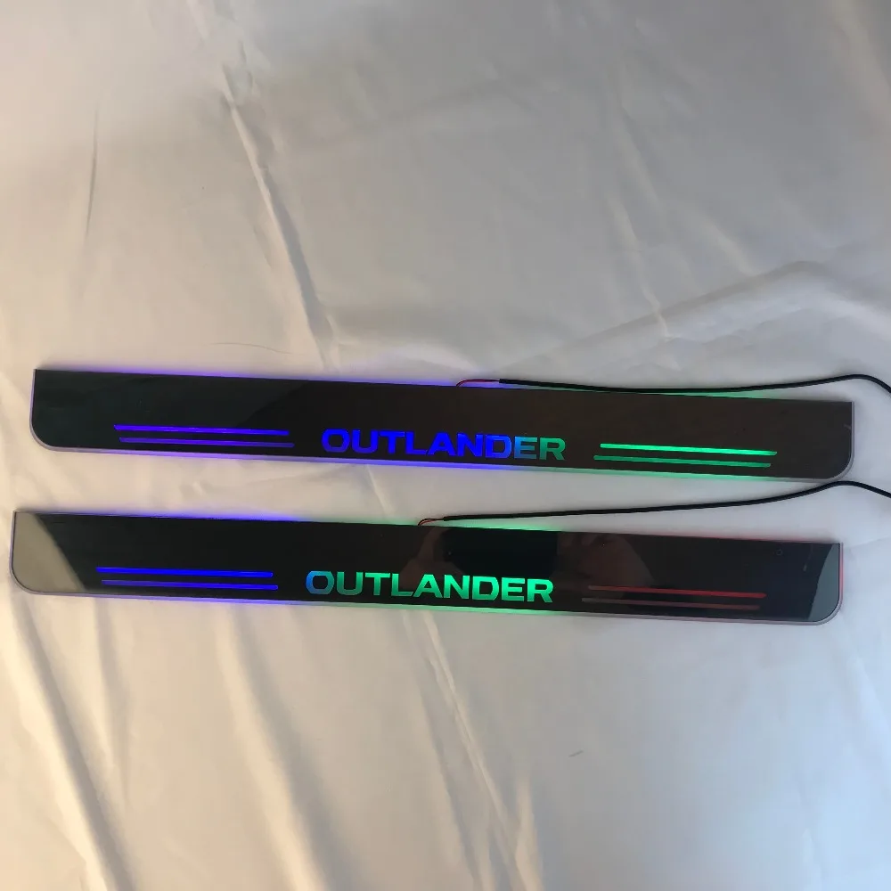 RQXR led движущиеся двери потертости для mitsubishi outlander динамический порог пластина плоская подкладка накладки струящиеся/фиксированный свет, 2 шт