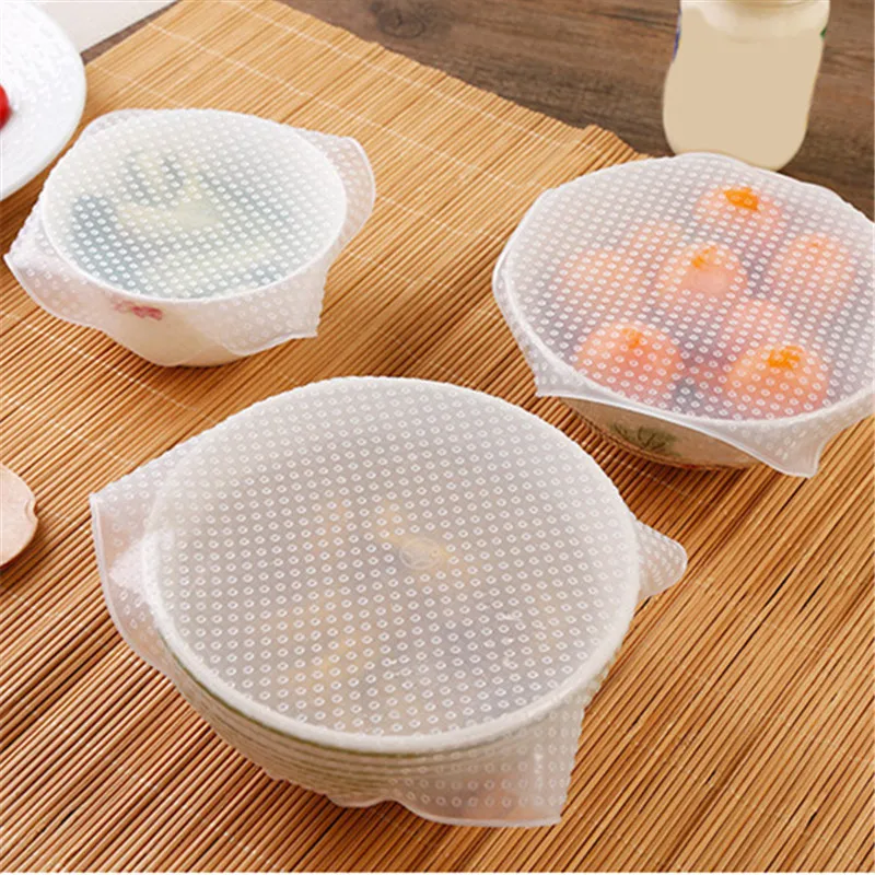 

Silicone Food Savers Cling Stretch Film Reusable Fresh Food Cover Wrap Seal Cover Kitchen Helper Silicone Food Cover Placemat 27