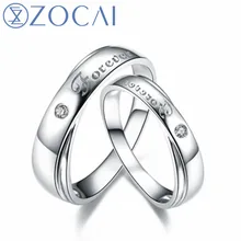 ZOCAI дизайн обручальное парное Кольцо мужское кольцо 0,02 CT женское кольцо 0,02 CT Настоящее сертифицированное АЛМАЗНОЕ КОЛЬЦО JBQ00280AB