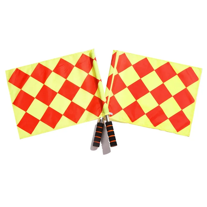 

Soccer Referee Flags The Competition Fair Play Red Yellow Checkered Offside Football Linesman Hand Flags Soccer Sport Game Flags