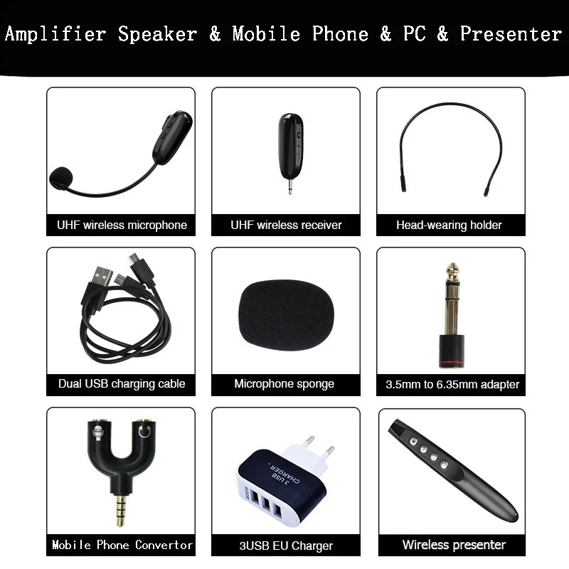 Wireless presenter Микрофоны профессиональный УВЧ беспроводной микрофон гарнитура микрофонные системы для церкви обучающий сценический усилитель голоса Динамик - Цвет: Wireless presenter