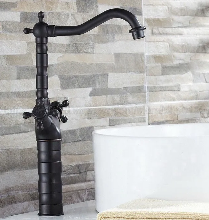 Basin Faucets Oil Rubbed Bronze Bathroom Sink Faucet Double Cross Handle Bath kitchen Mixer Hot and Cold Tap znf021