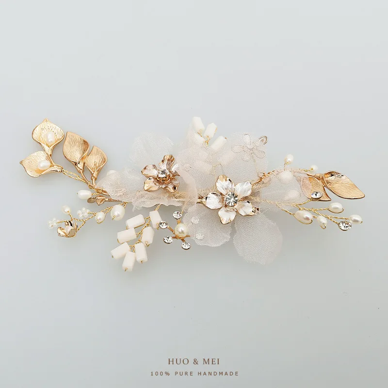 

J695 Npason Pattern Fashion Manual Pearl Hairpin Bride Headwear Foreign Trade Exquisite Wedding Dress Studio Accessories