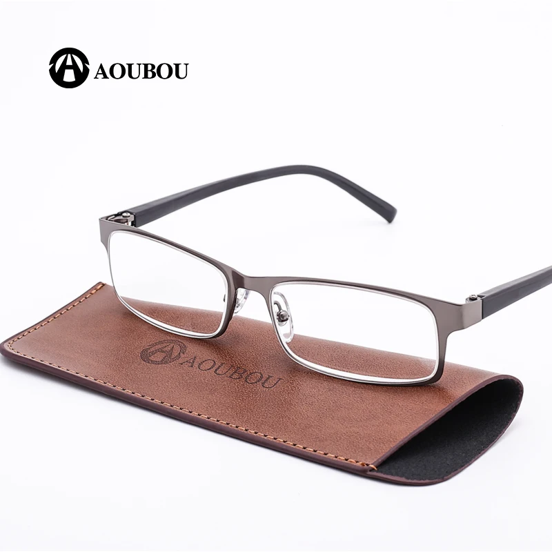 AOUBOU Brand High-End Business Reading Glasses Men Stainless Steel PD62 Leesbril Ochki +1.75+1.25 Degree Gafas De Lectura AB002