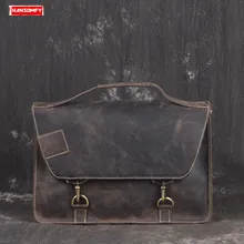Мужской портфель из натуральной кожи, сумка почтальона из воловьей кожи, кожаная сумка на плечо для ноутбука, диагональная Мужская Ретро сумка-мессенджер