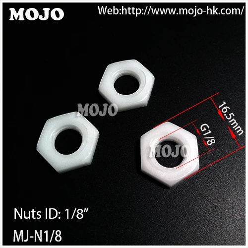 Free shipping!(50pcs/Lots) Hexagon Nuts inside diameter G1/8" PP