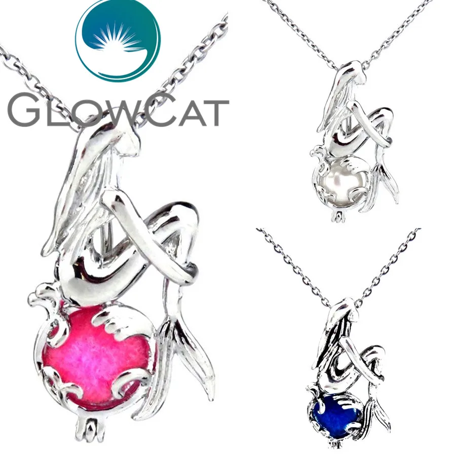 

Mermaid Spray Balls Beads Cage Essential Oil Diffuser Oyster Pearl Cage Aromatherapy Locket Necklace Kids Girl Best Gift