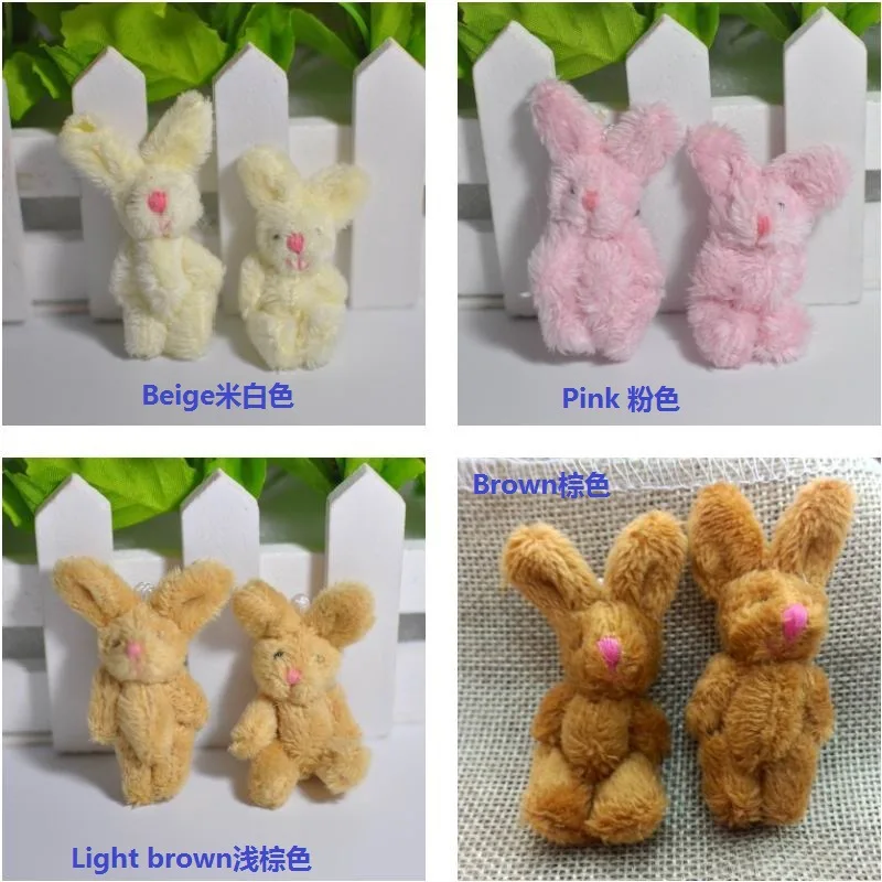 Lovely Mini Joint Rabbit Plush Toys Bunny Rabbits Plush Dolls Wedding Party Flower Bouquet DIY Gift 4.5cm 30pcslot  (3)