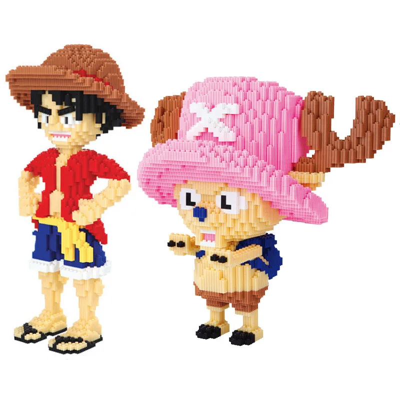 Big size One Piece Micro Building Blocks Toys  Anime Figures Luffy Chopper Model Bricks Funny Kids DIY Educational Toys Gift (1)