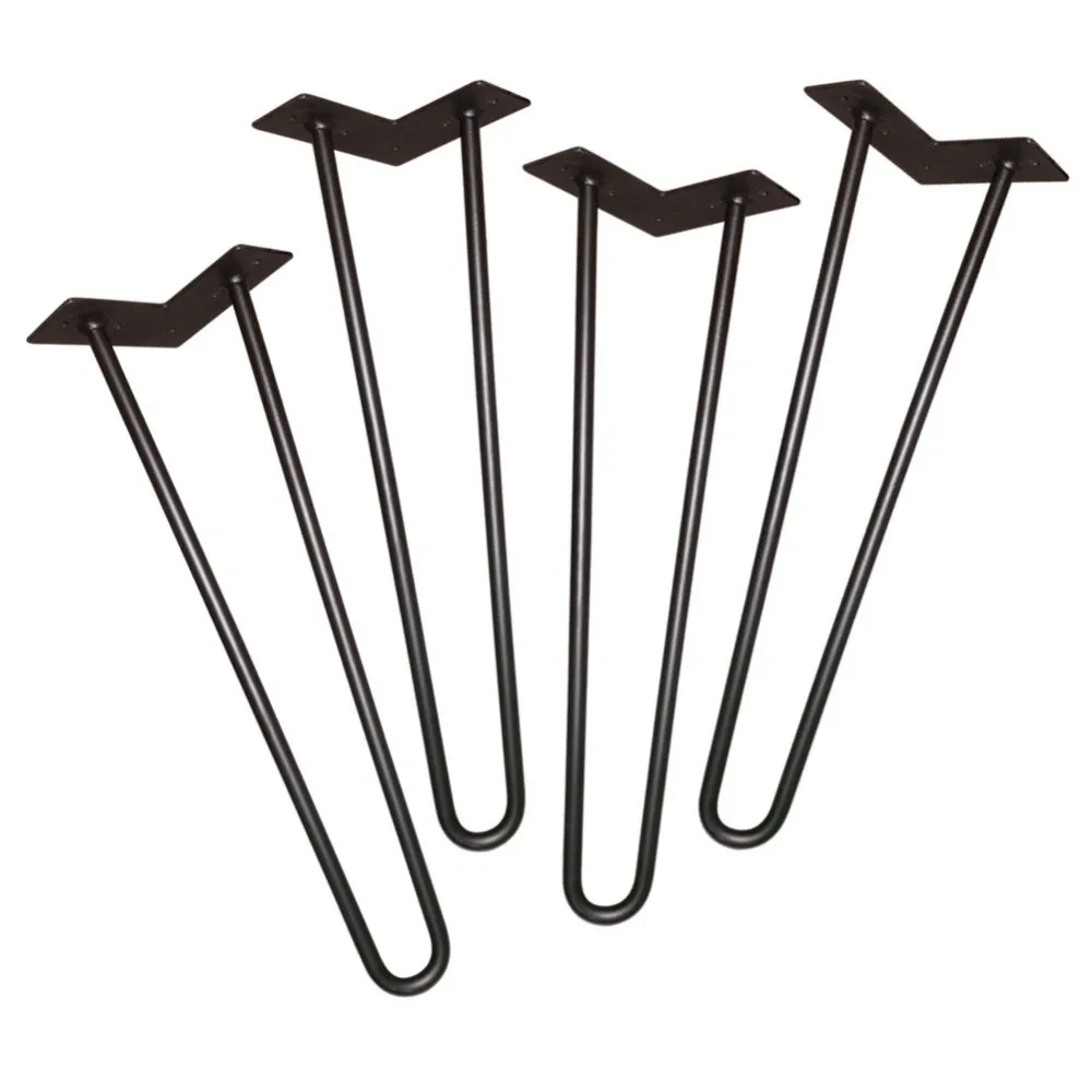 Pack of 4,18 Inch(46 CM)Black Hairpin Legs,2 Rod 1/2