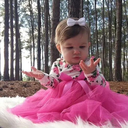 Newborn Baby Girl Infant Romper Jumpsuit Bodysuit Tulle Lace Dress Clothe Outfit Floral Dress For Baby Girls