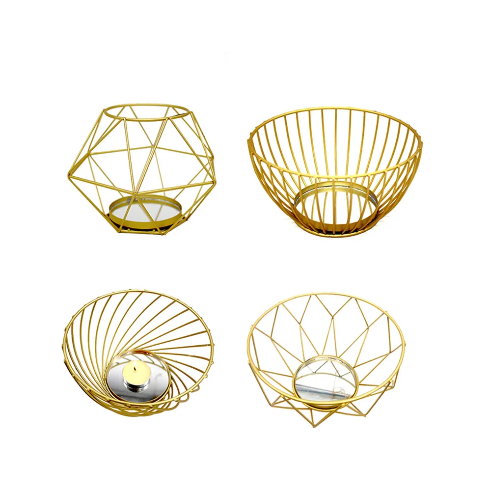 Fashion Geometric Iron Candlestick Wall Candle Holder Ornament Sconce Matching Tealight Steel Minimalist wedding Home dec