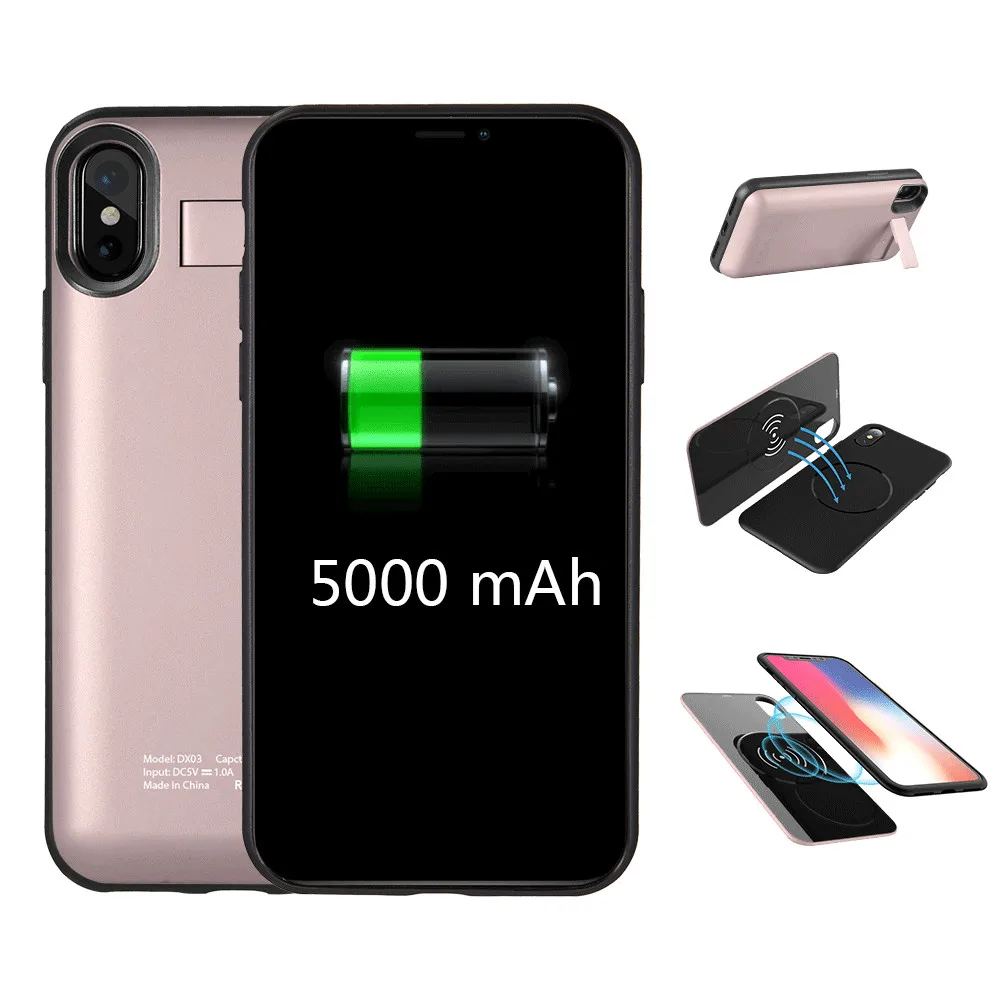 Charger case For Iphone x 5000mah Power Cases For Iphone x portatil battery case with wireless charging power bank 8