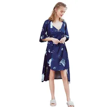 Женский модный Сексуальный Атласный ночной халат с поясом нижнее белье Ночная рубашка ночное белье