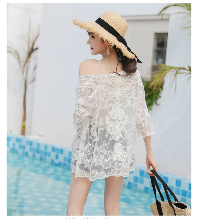 Sexy Crochet beach V Neck Cover Up Split Swimwear Summer Outings Swimsuit See-through Cover Ups Women Beach Wear Dress (6)