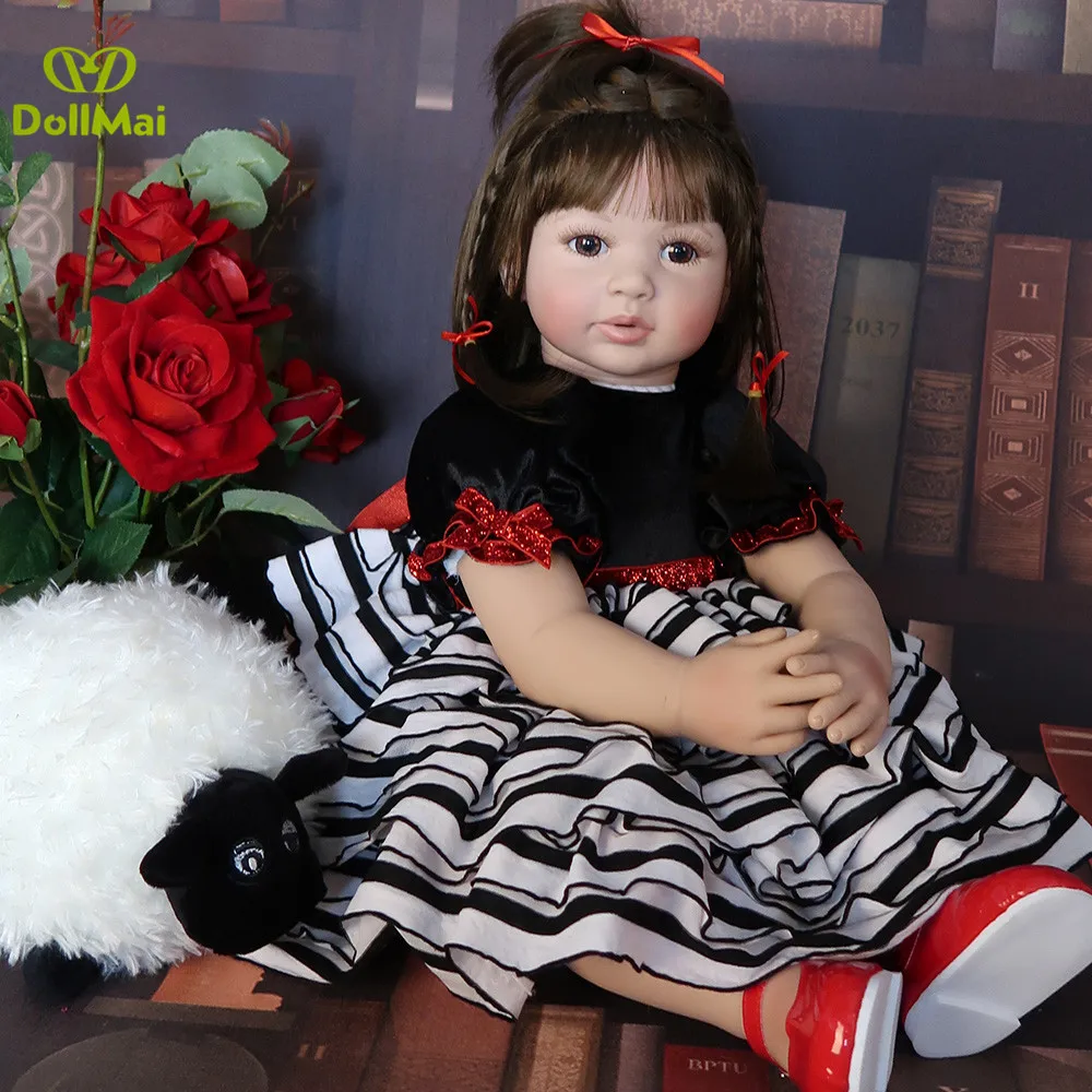 

60cm Silicone Reborn Baby Doll Toys For Children Girls Bonecas 24inch Princess Babies Vinyl Toddler Alive Bebes reborn gifts