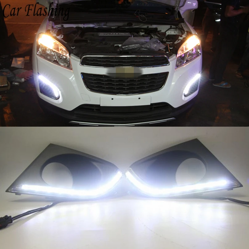 

Car Flashing 2 psc For Chevrolet Chevy TRAX 2014-2016 LED DRL Driving Daytime Running Light lamp Relay 12V Daylight car-styling
