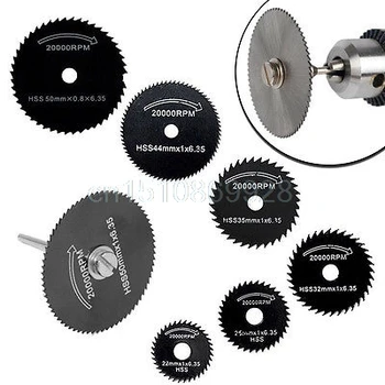 

6Pcs HSS Saw Blades Cutting Discs Wheel + 1 Mandrel For Metal Dremel Rotary Tool