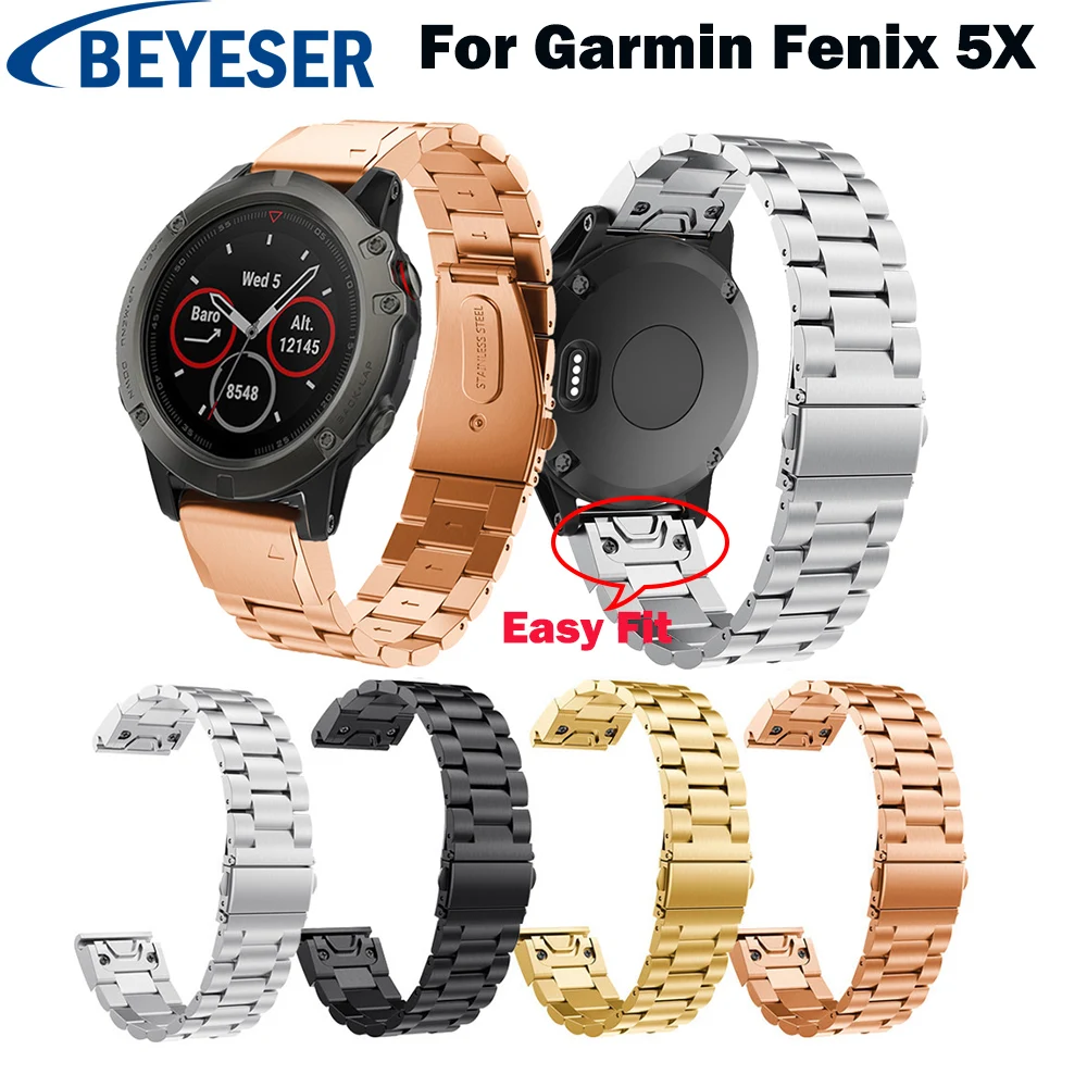 

Metal Stainless Steel Bands for Garmin Fenix 5X/5X Plus Strap Replacement Smart Watch Band Bracelet for Garmin Fenix 3/Fenix 3HR