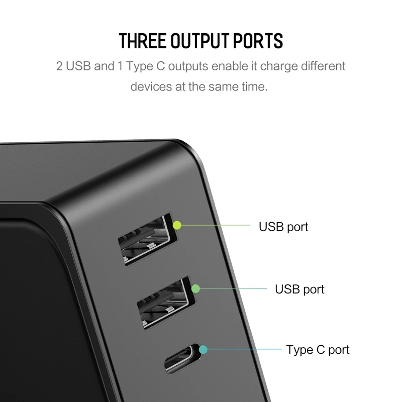 5000/10000 мАч 2 в 1 PD QC3.0 Быстрая Зарядка Power Bank с настенным USB зарядным устройством для