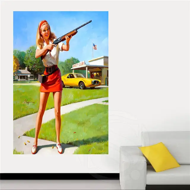 Classic Fashion Custom Pin Up Girl Canvas Fabric Cloth Poster Print