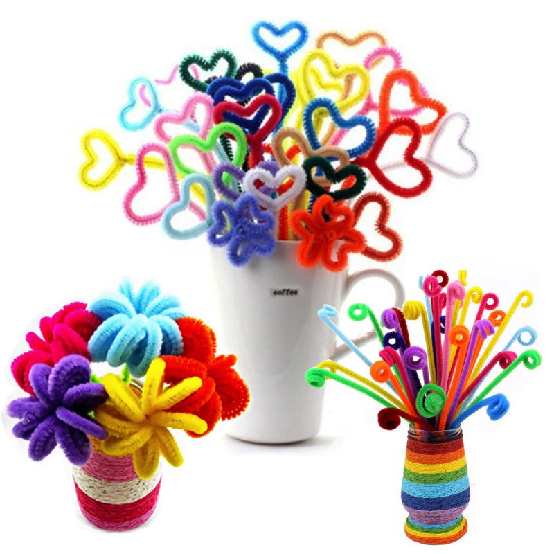 

100pcs/lot Bendaroos Montessori Materials Math Chenille Stems Sticks Puzzle Craft Children Pipe Cleaner Educational Creative Toy