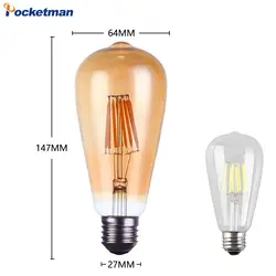 Ретро Edison лампы E27 85 ~ 265 В Лампы накаливания 4 Вт 6 Вт 8 Вт ST64 лампа накаливания Винтаж edison свет для подвесной светильник