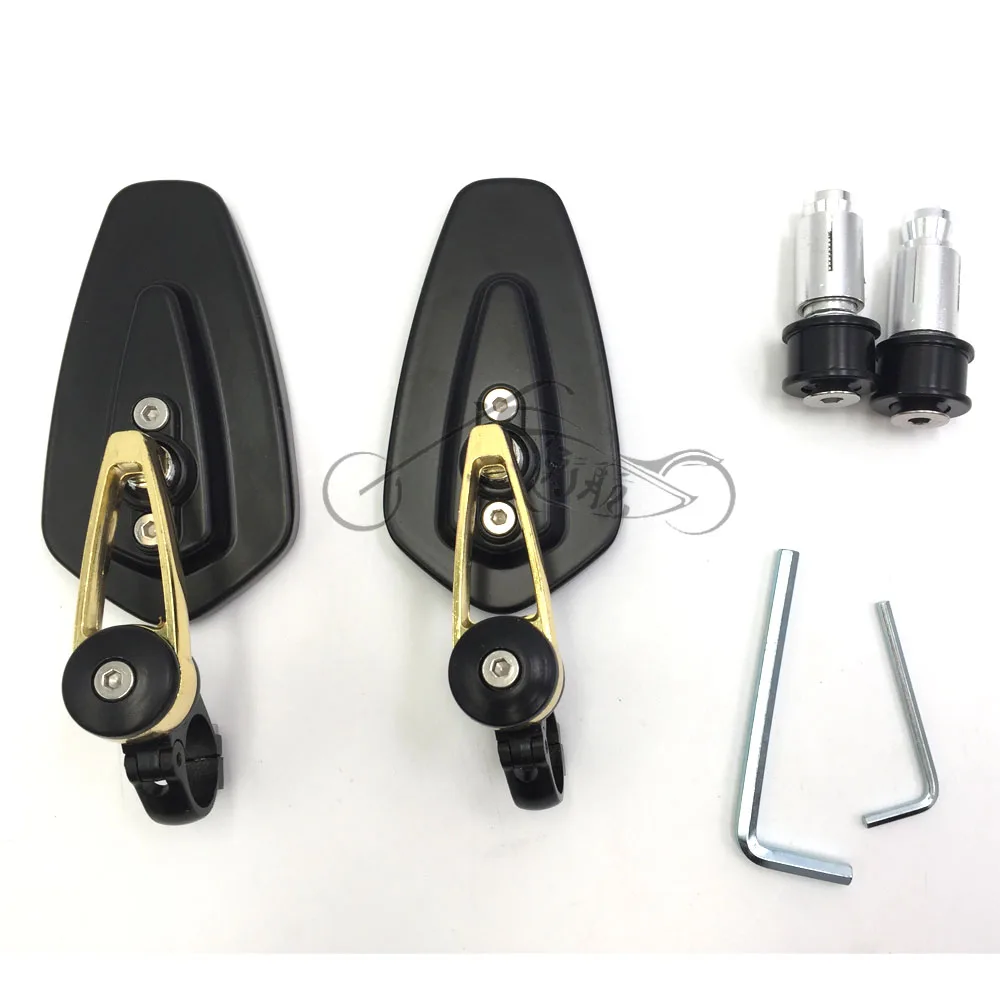 

7/8" Pair of Motorcycle Universal Handle Bar End Rearview Mirror CNC Aluminum 360 Rotation Bracket Side View Mirrors