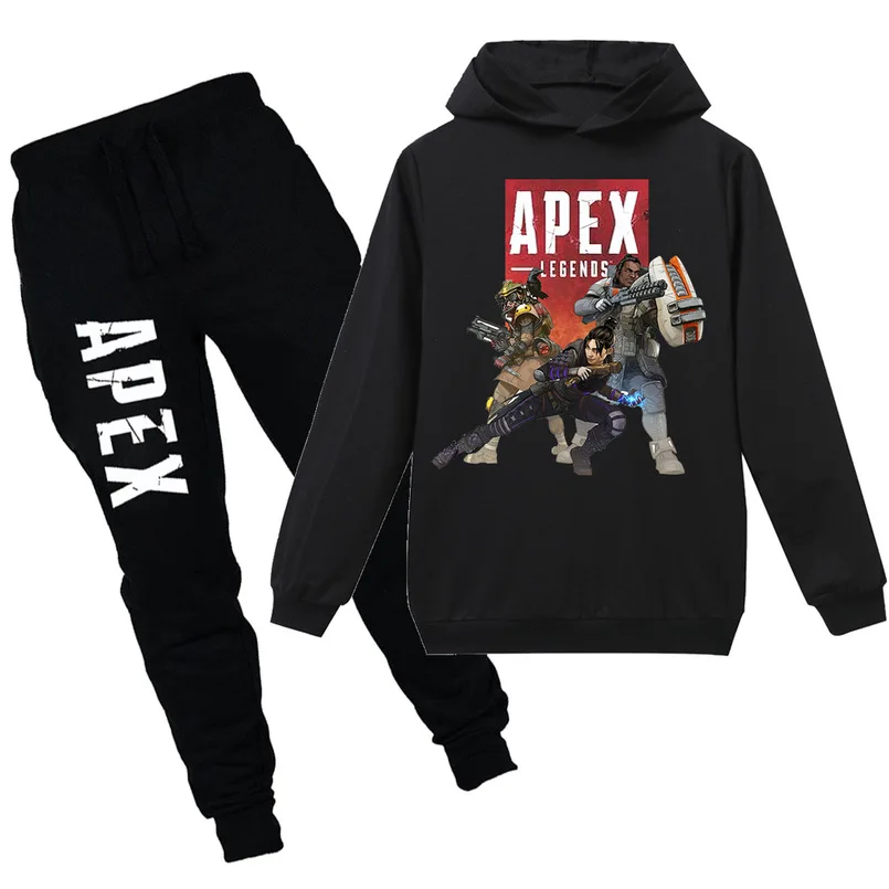 

children cartoon apex legends Minecraft game cotton T-shirt boy and girl long-sleeved sweater + pants suit thanksgiving outfits