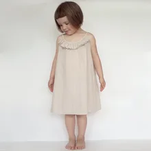 Новинка года, Летнее Детское платье красивое платье хорошего качества для девочек детская одежда для детей, бежевого и черного цвета, простое платье на подтяжках, Размер 90-150