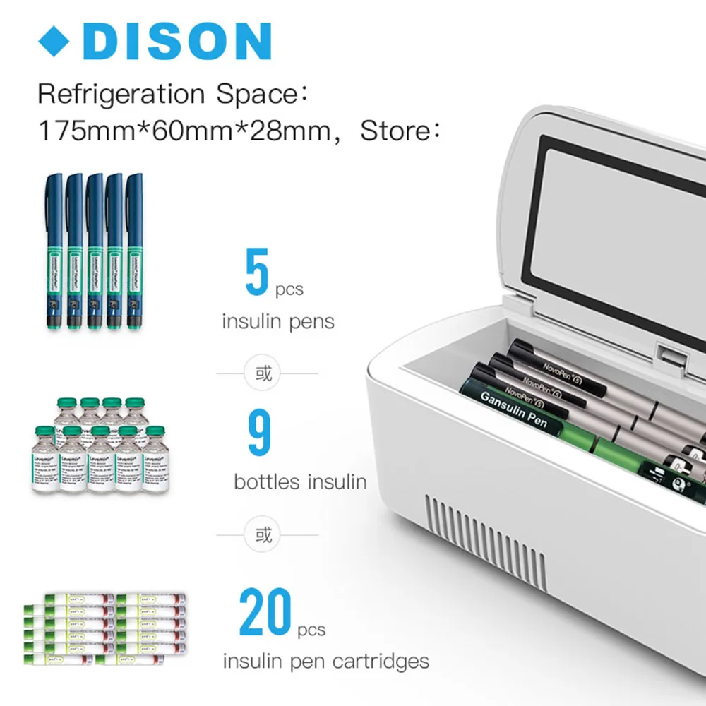 Объемный портативный мини-охладитель инсулина холодильная коробка 8/20 часов, перезаряжаемый ЖК-дисплей автомобильный охладитель инсулина Медицинский мини-холодильник